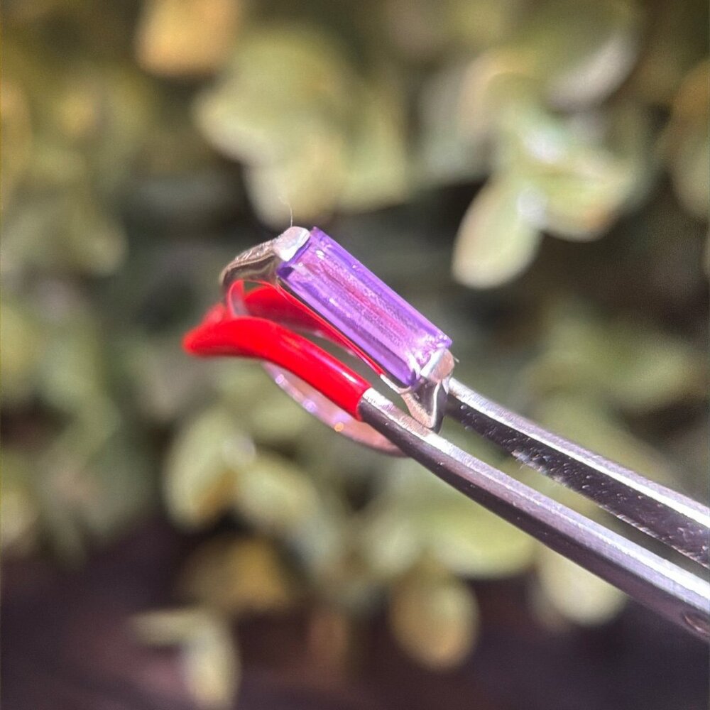 925 Silver Rectangular Amethyst Ring - image 2